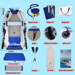 Solar Marine 2 Persons Inflatable Boat PVC 200CM Fishing Kayak Canoe Dinghy with Free Waterplay Craft Accessories for Surfing