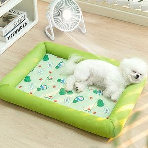 Serin yaz köpek yatak mat süper serin buz pedi mat köpekler için kediler battaniye kanepe nefes alabilen buz ipek ped kulübesi yazım yıkılabilir yatak 240411