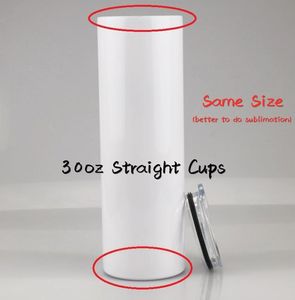 DIY Sublimation tumblers 30oz أكواب مستقيمة مع غطاء القش الفولاذ المقاوم للصدأ فارغ النحيف بهلوان مزدوج مساعدين الفراغ المعزول SLI4412707