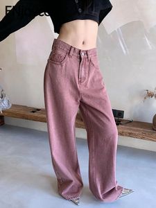 Jeans femminile divertimento 2024 autunno donna vintage viola coreano stile dritto tubo dritto pantaloni cargo di jeans jeans alto