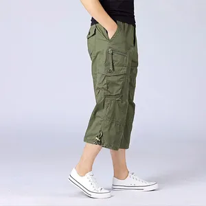 Men's Pants Summer Pockets Button Zipper Solid Patchwork Casual Elastic High Waisted Trousers Preppy Style Vacation Vintage Shorts