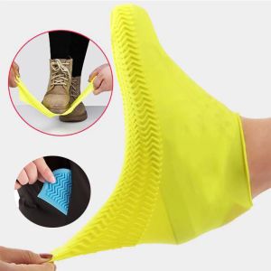 1 paio di stivali da pioggia ad alta elastica a slitta non a slip impermeabili per piovosi resistenti all'usura elastica per copertura per scarpe riutilizzabile per esterno