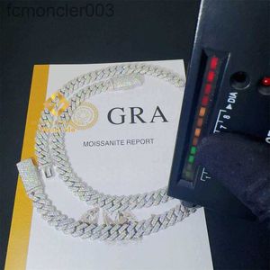 Bästförsäljning 8mm Två rader isade ut man Hip Hop Jewelry GRA -certifikat Pass Diamond Tester VVS1 Moissanite Cuban Link Chain Men 9L7Z