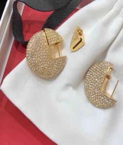 Fashiontop jakość kropli kolczyki z okrągłym wisiorkiem i całą biżuterią diamentową dla kobiet Prezent na kolczykach ślubnych PS6616A5430802