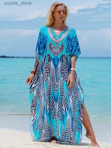Grundläggande avslappnade klänningar 2024 Leopardtryck Kaftanklänningar för kvinnor plus Size Summer Beach Swim Cover Up Loose Fit Resort Wear Maxi Dresses Q1415 L49