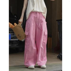 여성용 바지 스프링 핑크 낙하산화물 팬츠 캐주얼 한 가벼운 통기성 통기성 슬리밍