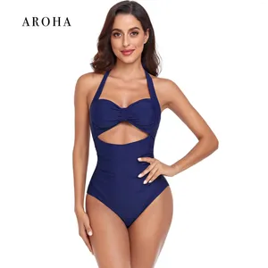 Swimwear femminile aroha 2024 sexy soluzioni da bagno un pezzo ritaglio ad abito da bagno ad alta vita ad abito addome di controllo del controllo backles