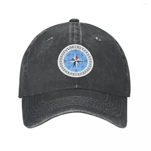 Basker kompass med röd svart pil och vind ros baseball cap cowboy hatt toppade bebop hattar män kvinnor