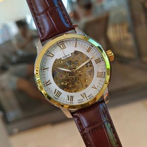 Business Luxury Mens Watch Top Brand Mechanical Automatic Movement Man Designer смотрит на кожаные ремешки 42 мм золотые наручные часы для мужчин.