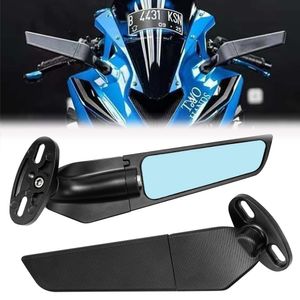 För Kawasaki ZX10R ZX9R ZX7R ZX6R ZX636 ZX12R ZX14R Motorcykelspegel Modifierad vindvinge justerbar roterande bakspegel