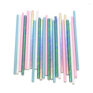 Disposable Cups Straws 50pcs Shiny Pearlescent Bronzing Paper Drinking Wedding Birthday Bridal Shower Party DIY Straw