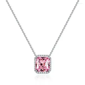 Catene 925 Sterling Silver Fancy 10 CT Rosa rettangolare Diamond Collana per donne gioielli fini