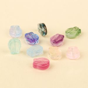 20pcs Tulip Shape Lampwork Glass Bead Multicolor Clear Czech Crystal Beads for Jewelry Making DIY Charms Bracelets Accessories