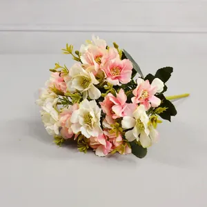 Fiori decorativi 1 Branch Fino Fino Floro utile facile da mantenere Festa di nozze artificiali 6 Forks 30 cm Cherry Blossom Home Decor