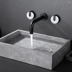 Bathroom Sink Faucets SKOWLL Faucet Wall Mount 2 Handle 3 Hole Bathtub Filler Matte Black SK-6403