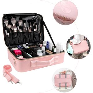 Wasserdichte PU -Make -up -Hülle Große Reiseunterdrückung Aufbewahrung Organize Box Cosmetics Bag 240408