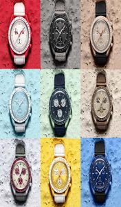 Nowy zegarek AAA Automatyczny kwarcowy zegarek męski Wodoodporny Lumoinous wysokiej jakości skórzany pasek na rękę Moonswatch z Box6855021