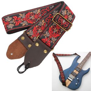 Wieszak Vintage Flowit Guitar Pasek oryginalny skórzany styl bohemia tkany haft materiał elektryczny gitara akustyczna pasek paska basu