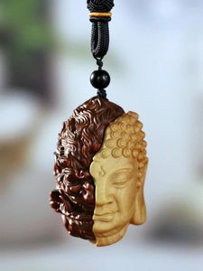 Decorative Figurines Wooden Pendant: Angelic Buddha Carving Representing Divine Safety - Exquisite Chinese Men's Accessory For Spiritual