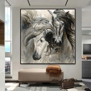 빈티지 추상 커플 말 달리기 말 동물 예술 포스터 캔버스 그림 벽 예술 인쇄물 거실 홈 장식을위한 그림 사진