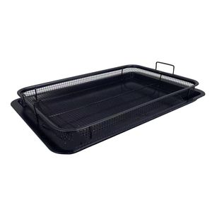 48.5*32.5cm/19*12.8inch Oven Air Fryer Basket Air Fryer Tray Pan Crisper Non-Stick Baking Tray Elevated Mesh Chicken Tool HW0233