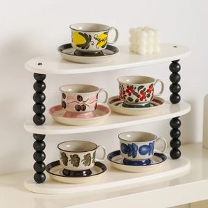 Kreatywny ręcznie malowany wysokie piękno ceramiczne kawy kubek naczyń z zestawu domowy średniowieczny kubek popołudniowy zestaw herbaty kubek retro kubek prezent 240329