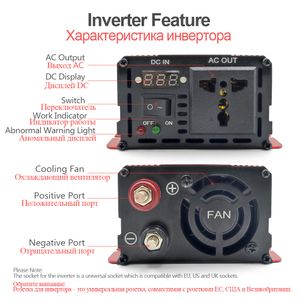 RDDSPON PURE SINE WAVE INVERTER 12V 24V DC 1000W 1600W 2200W 3000W AC 110V 220Vパワーインバーターホームカーコンバーターソーラーエネルギー