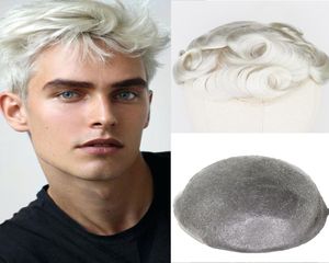 Blond mänskligt hår Toupee för män Brasiliansk remy hårersättningssystem 8x10 Full PU -handbundna mens Toupee Hairpiece7593775