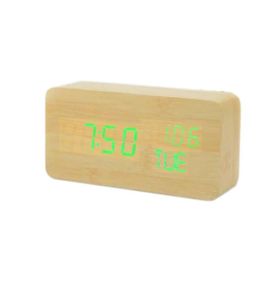 Dual Power Wood Alarm Clocks LED Display Wood Clock med kalendersekondstemperaturWeek Digital Clocks Xyztime3496229