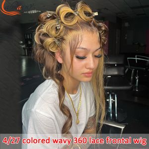 Highlighted Honey Blonde Colored HD 360 Full Lace Frontal Human Hair Wig 13x4 Lace Front Wigs Body Wave Pre Plucked For Women 30