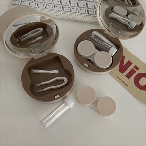 Contact Lens Storage Box with Mirror Portable Travel Contact Lens Case Makeup Beauty Pupil Box Tweezer Stick Eye Care Containers