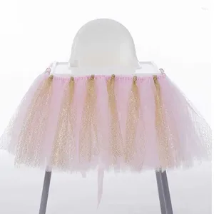 Stol täcker 100 cm x 35 cm tutu tyllbord kjolar baby shower födelsedagsdekoration för höga hemtextilpartiförsörjningar