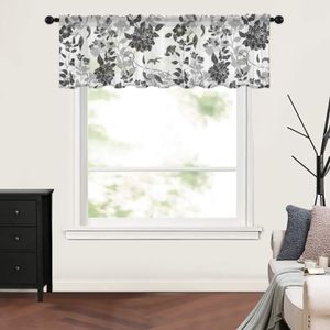 Flower Lines Black And White Kitchen Small Window Curtain Tulle Sheer Short Curtain Bedroom Living Room Home Decor Voile Drapes