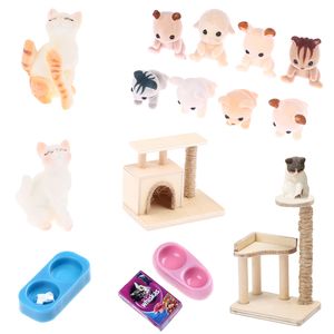 1:12 DOLLHOUSE PET CAT TOWER TOIS Toys Miniatures Decoração de móveis para 1/12 Decoração de móveis para casa de boneca Acessórios