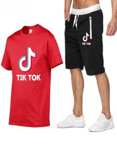 TIDE Märke jitter tik tok man rörelse sommar träning fritid kort hylsa t -shirt och fempence byxor twopiece sportsuit4780013