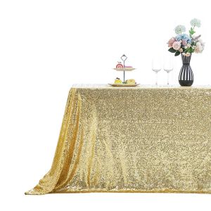 Glitter Sequined Tracloth Hotel Wedding Party Decor Bord Täck Guld Silver Square Round Table Tyg Protector