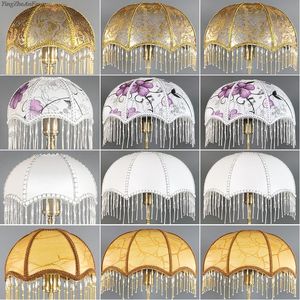 Luxury Vintage Tassel Bead Lamp Shade High-End Fabric European Classiacl Lamp Shade Bedroom Bedside Lamp Floor Light Cover E27