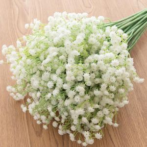 Flores decorativas de alta qualidade branca artificial cignophila mini hidrangea diy para casamento caseiro babysbreath decoração arranjo falso