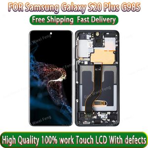 För G986B LCD för Samsung Galaxy S20 Plus LCD med ram S20+ SM-G985F G985U G985F/DS Display Pekskärm med Spot Line