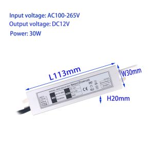 Fonte de alimentação à prova d'água LED 12V 12W 20W 30W 40W 60W LEDs Voeding 12V Input AC100-265V Power Voor DC12V Verlichting Transformator