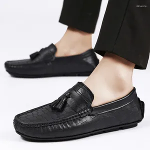 Casual Shoes 2024 Men Genuine Leather Brand Loafers Moccasins Breathable Slip On Black Driving Soft Bottom Outdoor