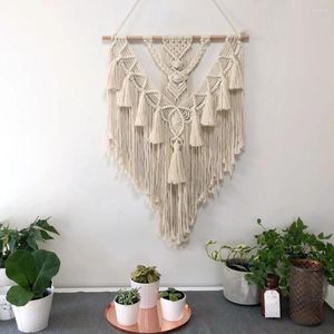 Tapisserier Macrame Wall Hanging Boho Tapestry Bohemian Hand-Woven Cotton Home Decoration for Wedding Bedroom 55x70cm