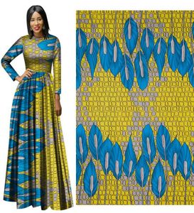 Afrikanische Polyester -Wachsdrucke Fabric afrikanische Ankara Stoff gelbblau Muster Weiche Polyester Stoff Hochwertige 3 Yardslot AFR4891201