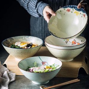 Bowls Creative Fleared Bowl Ramen Home Noodle Soup Ceramic Stor hink Kasa Cutlery Set