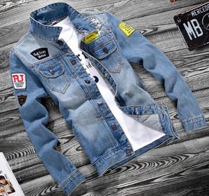 Uomini Spring New Jean Jackets Hip Hop Designer strappato Denim Coate blu Abbigliamento a petto single a maniche lunghe5069837