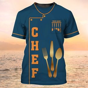 Plstar Cosmos mais novo Camiseta masculina Chef de camiseta masculina Nome personalizado 3D Camiseta unissex Casual Tops Presente para Chef DW162