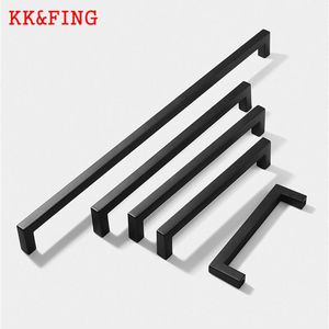 KK&FING Simple Square Brushed Furniture Handles Aluminum Alloy Black Kitchen Cabinet Door Pulls Drawer Knobs Furniture Hardware