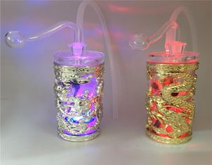 Gold- und Silber -Doppel -Drachen LED Shisha 43 -Zoll -Öl Rig Bongs Tragbarer Filter Raucherwasserbongs mit Plastikschaufel 9895955