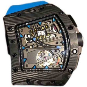 Wristwatch Luxury Richa M Designer Mens Carbon Carbon Carbon Automatic Mechanical Calendar مجوفة Out Out Tourbillon V8V3