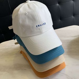 Temperament Lake Blue High Quality Cotton Soft Top Brodered Letter Baseball Student Street Sunshade Korean Duck Tongue Hat Women's Trend